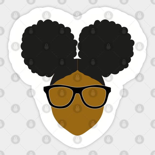 Black Nerd Blerd Afro Puffs Sticker by blackartmattersshop